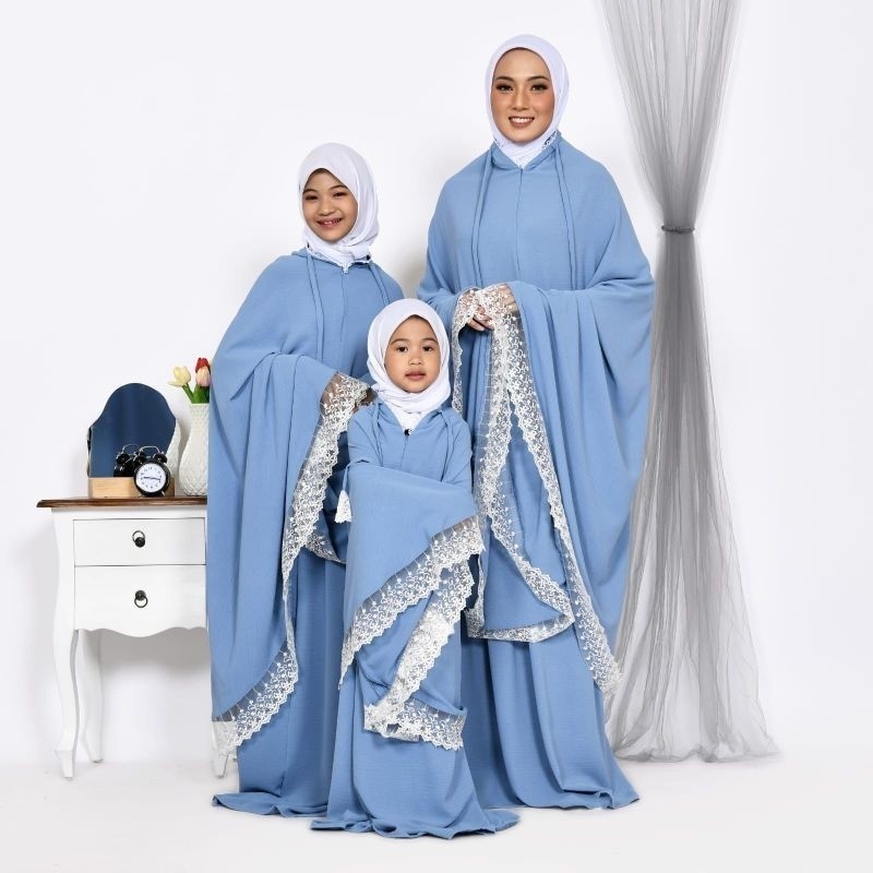 Mukena Couple Ibu dan Anak  2in1 Model Renda Premium Baju Muslim fashion good
