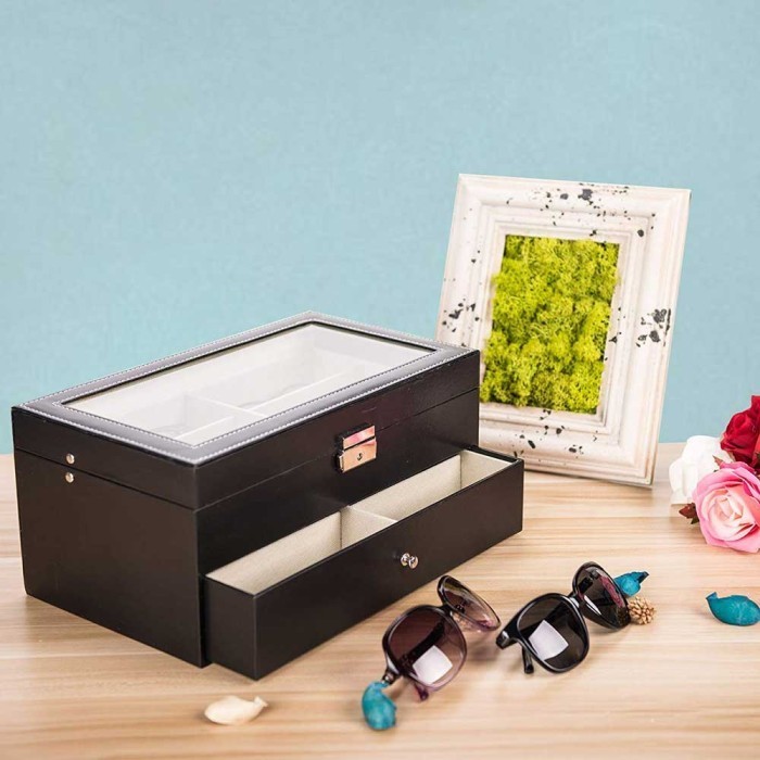 Kotak Penyimpanan Kacamata Jam Premium Untuk Simpan 12 Sunglass Jam