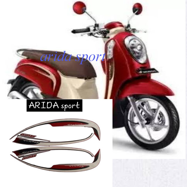Striping stiker  honda scoopy stylish fi 2014 merah motif striping original scoopy