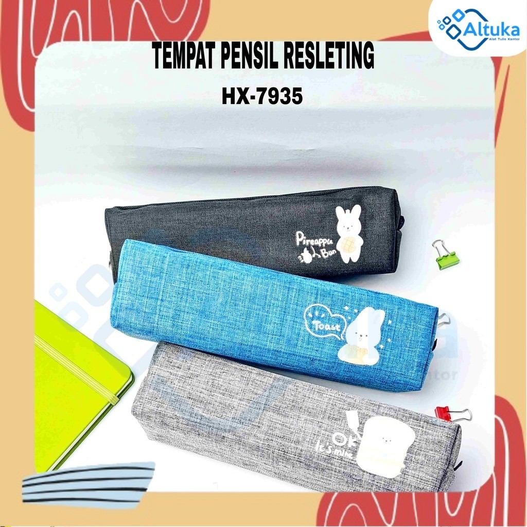 

Tempat Pensil Resleting / Tempat pensil Resleting Kain dan Jaring Premium