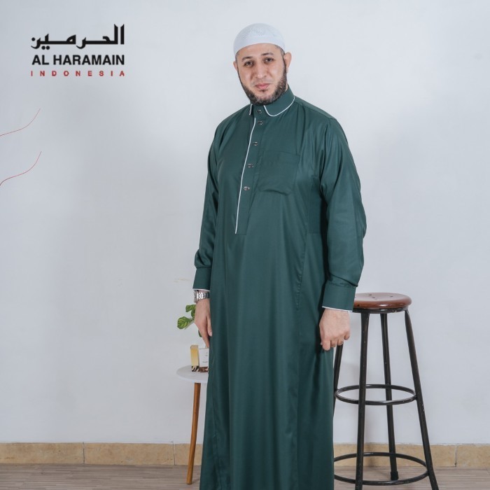 GAMIS PRIA AL HARAMAIN + JUBAH HARAMAIN  MANSET 25 TOYOBO - Putih, 56/26