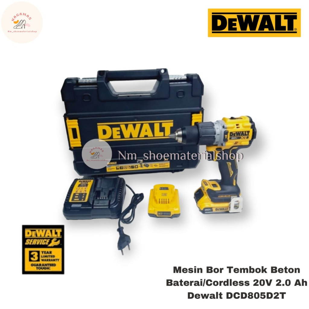 promo Mesin Bor Tembok Beton Baterai / Cordless Hammer Drill Dewalt DCD805D2T