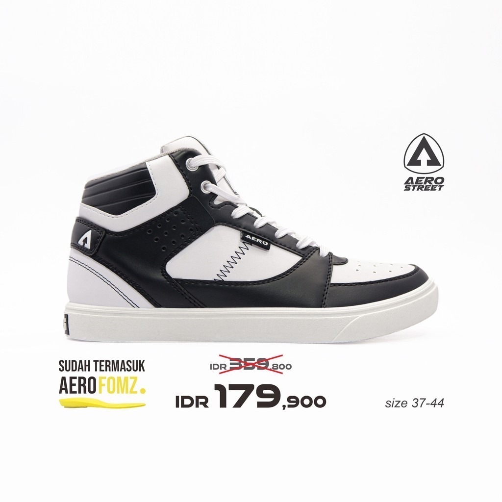 Aerostreet 37-44 Hoops High Putih Hitam Abu Muda - Sepatu Sneakers Casual Aero Street 21FF24
