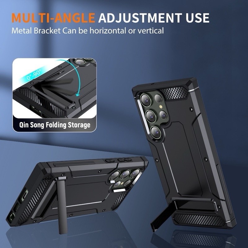 Softshell Defence Armor With Kick Stand Samsung S24 Ultra - S23 Ultra S23 Plus S23 FE - S22 Ultra S2