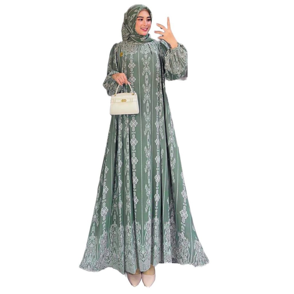 ramadhan sale Baju Dress Set Hijab Gamis Setelan Jilbab Segi Empat Model Polos Kombinasi Batik Viral Kekinian Bahan Premium Baju Kondangan Pernikahan Trend Masa Kini Simple Dan Elegan Milna Set By Spassy