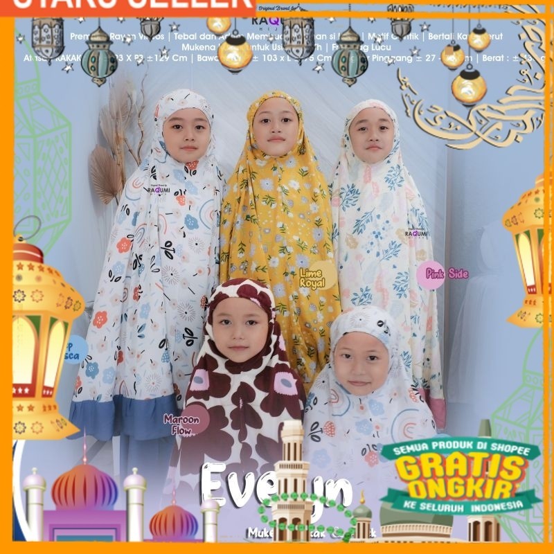 RAQUMI HIJAB // EVELYN MUKENA KAKAK ADIK // MUKENA ANAK // MUKENA KIDS // MUKENA COUPLE/ Pink Dusty 