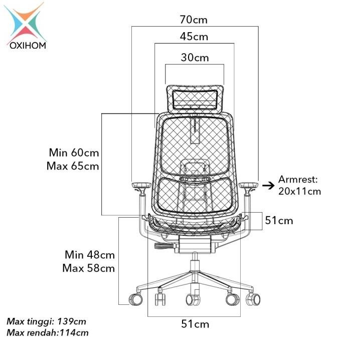 Oxihom T2 Full Mesh Kursi Kantor Kursi Gaming Belajar Jaring Hidrolik