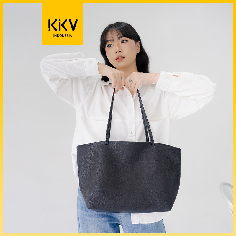 PROMO KKV - Tas Tote Bag Wanita Dengan Pouch Brown / Apricot / Black