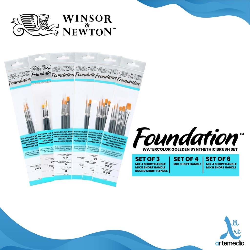 

Winsor & Newton Foundation Watercolor Brush Set Golden Synthetic Kuas Lukis