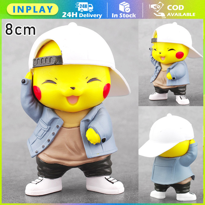 8CM Pokemon Pikachu Action Figure / Pikachu Koboi Santai Version / Pajangan Koleksi Figure Pikachu