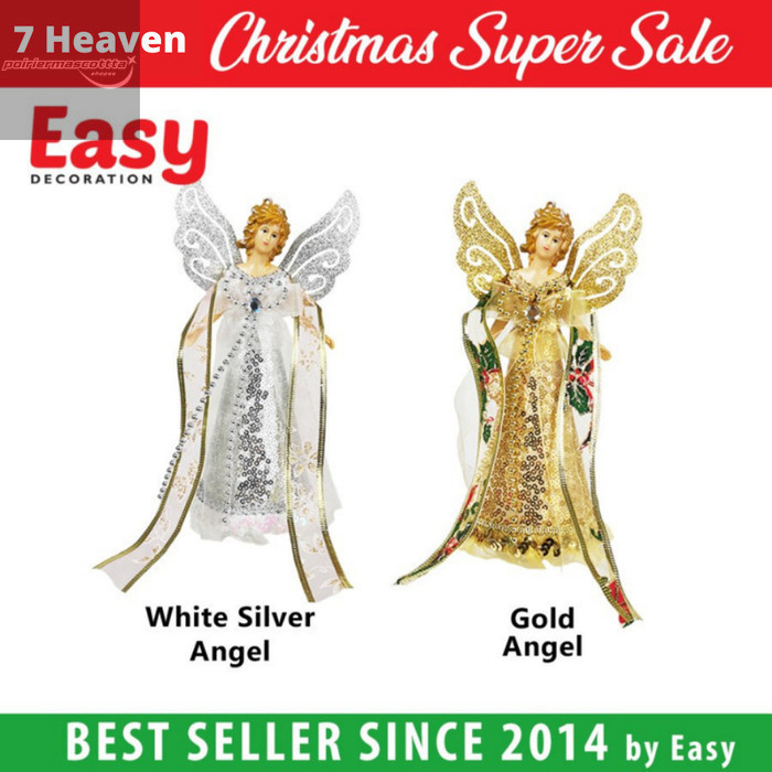 Hiasan Natal Boneka Peri Malaikat Natal / Ornamen Topper Pohon Natal - Putih