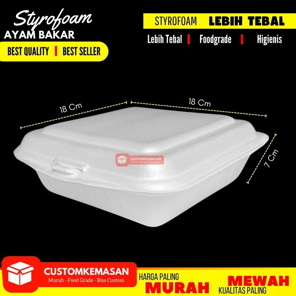 Styrofoam Ayam Bakar / Styrofoam 18x18x7 Cm / Sterofoam Makanan / Styrofoam Box Makanan / Sterofoam 