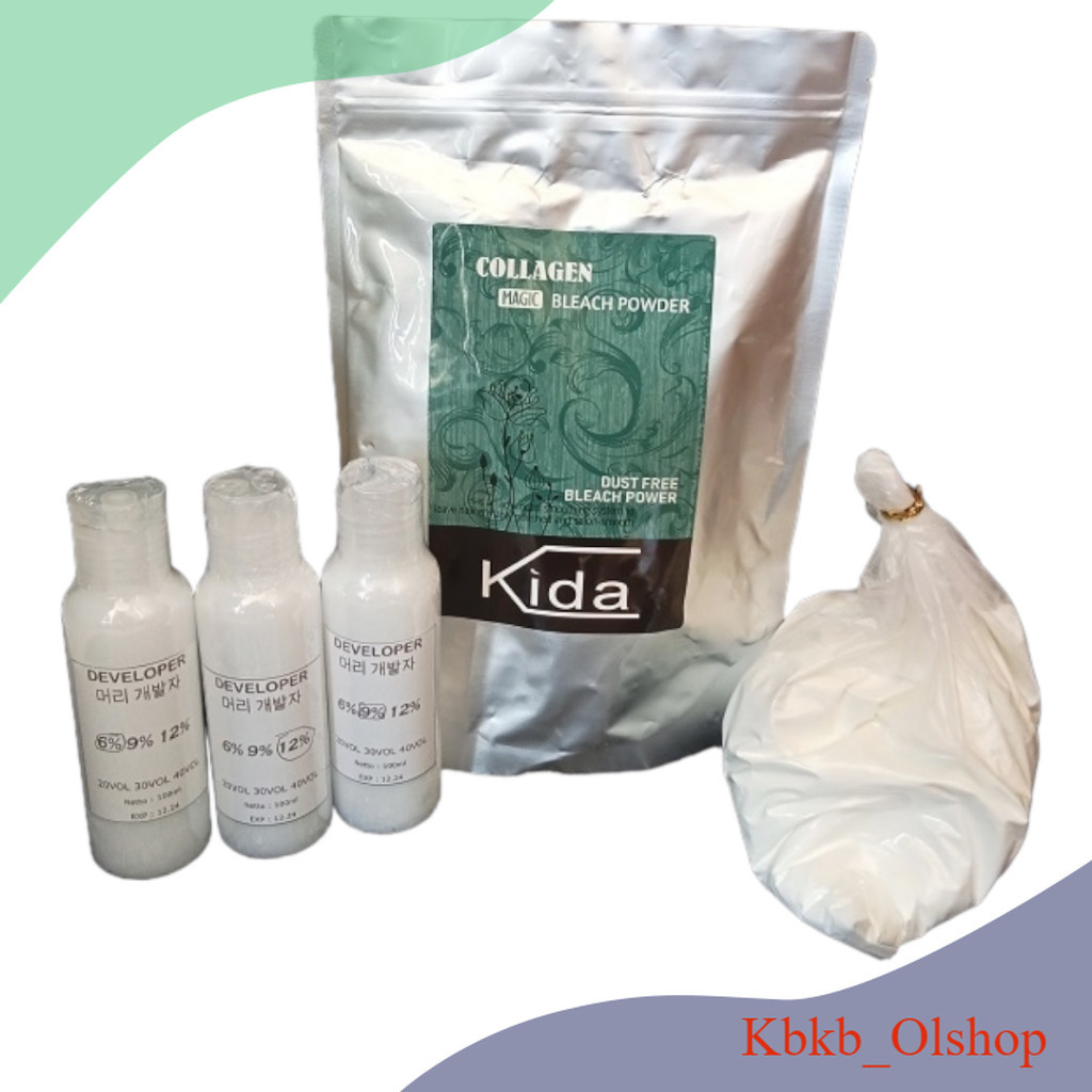 BLEACHING KIDA BLEACHING PUTIH + Developer Bleaching Rambut GRADE PREMIUM  Bayar Ditempat