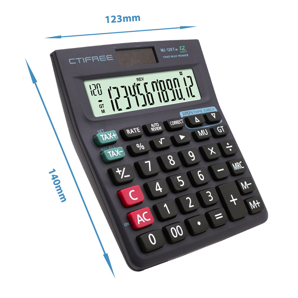 

Kalkulator elektronik MJ-120T-w Logo kustom profesional Desktop surya 12 dit kalkulator Keuangan elektronik