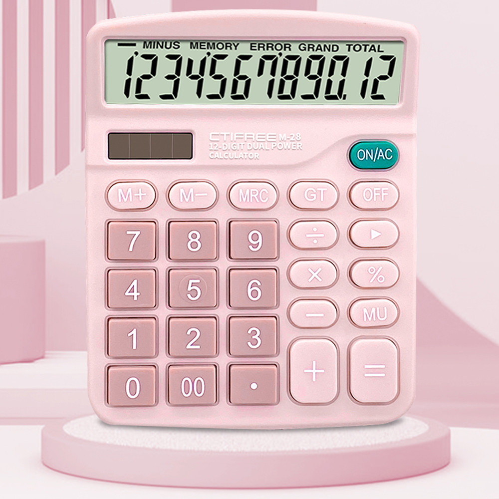 

Kalkulator Elektronik Desktop Genggam 12 Digit Daya Ganda dengan Layar LCD Besar Sensitif Tombol Besar Kalkulator Pink Kantor