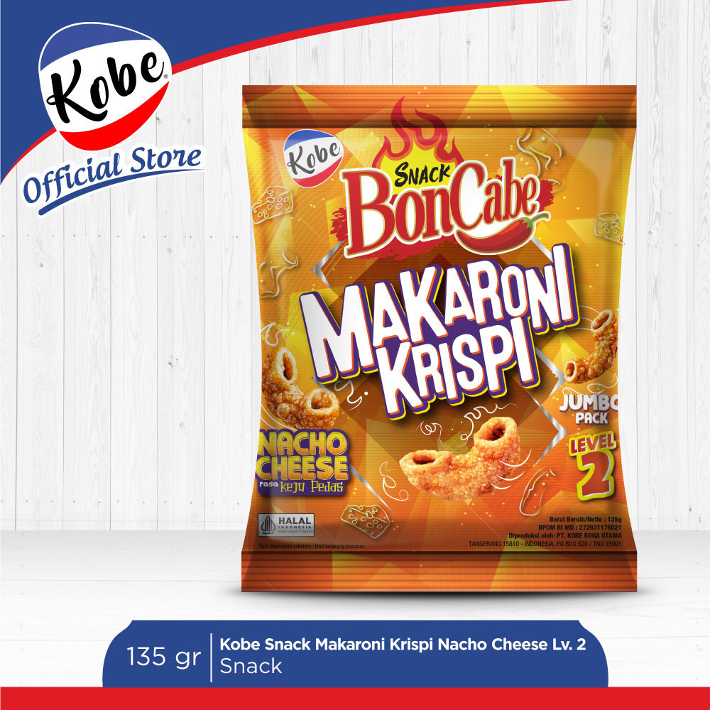 

Snack BonCabe Makaroni Krispi Rasa Keju Pedas Nacho Cheese Level 2