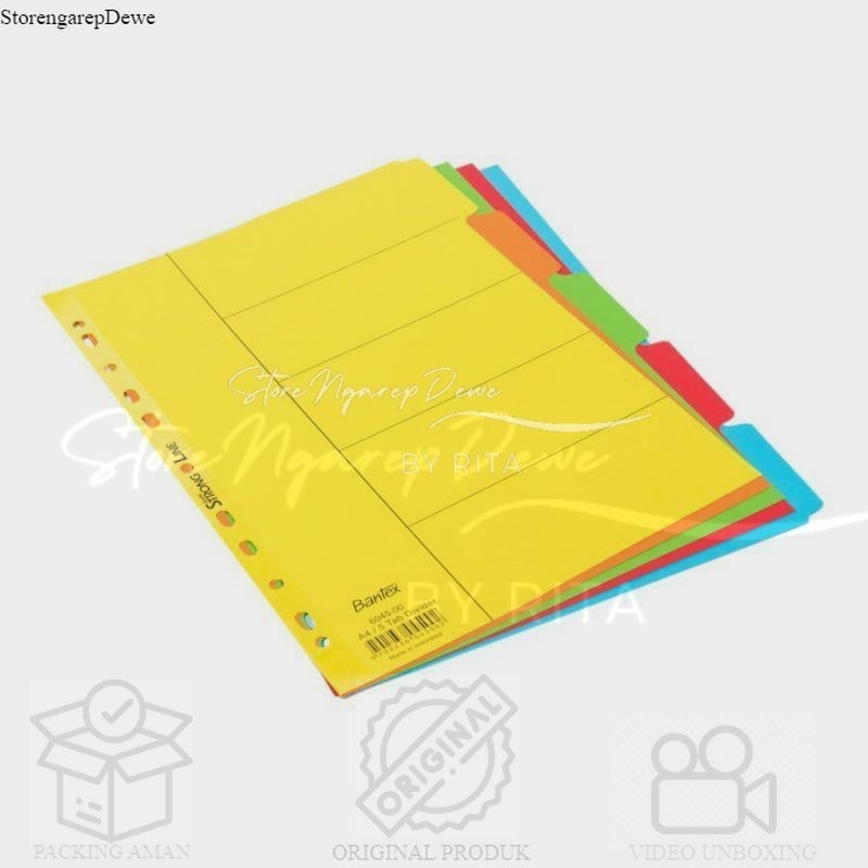 

PEMBATAS BINDER / CARTON INDEX A4 5 DIVIDERS BANTEX 6045 00 barang original seperti gambar