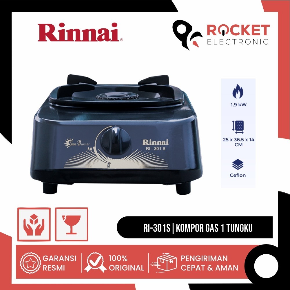 RINNAI RI-301S / RI301S / RI 301 S / RI301 / 301S KOMPOR GAS 1 TUNGKU - GARANSI RESMI