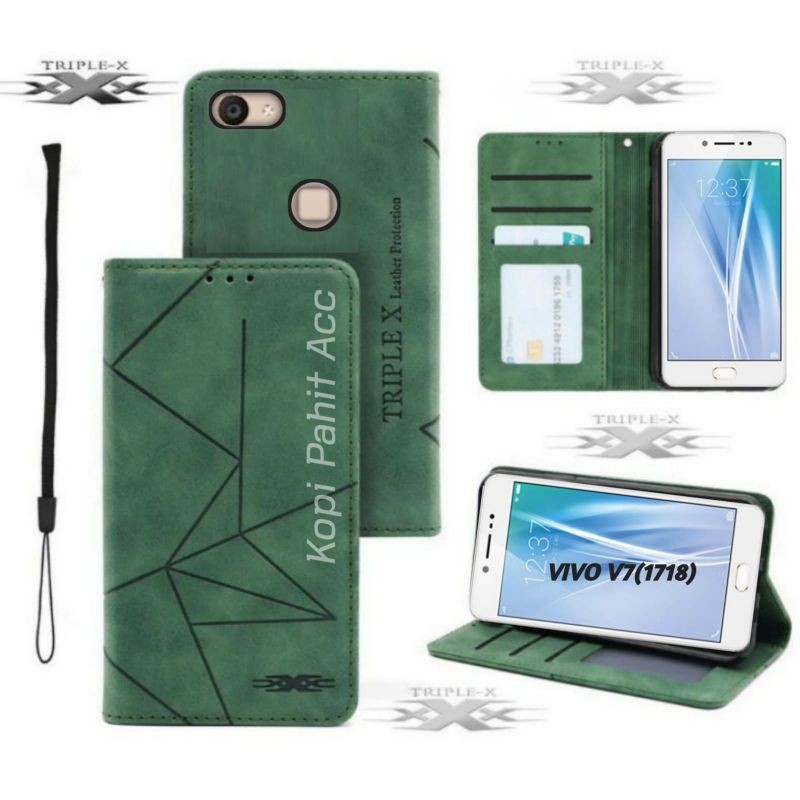 Case Vivo V7 Vivo 1718 Flip Cover Wallet Sarung Hp Casing Dompet Flip Magnet