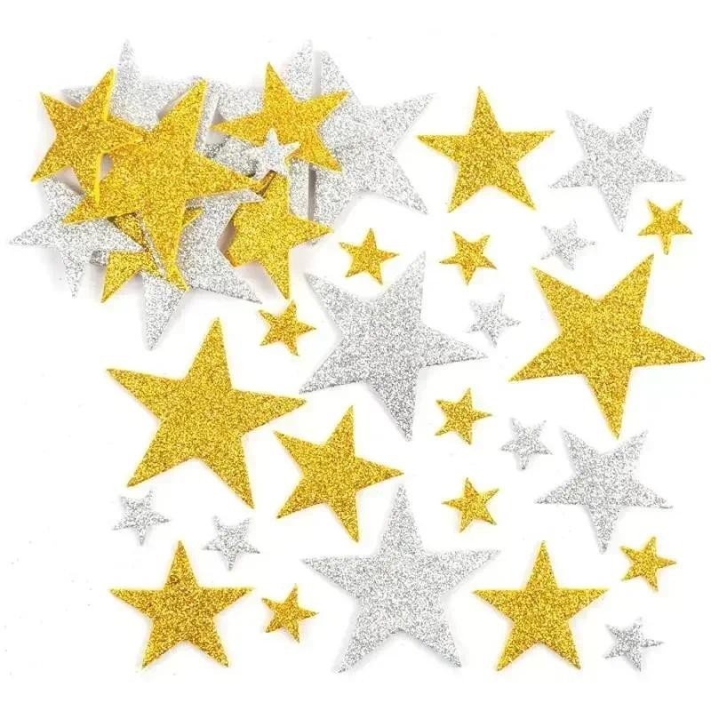 

70Pcs Foam Stickers Glitter Star Stickers Glitter Stars Reward Sticker for Kids Crafts Scrapbooking Wall Decor Laptop Skateboard