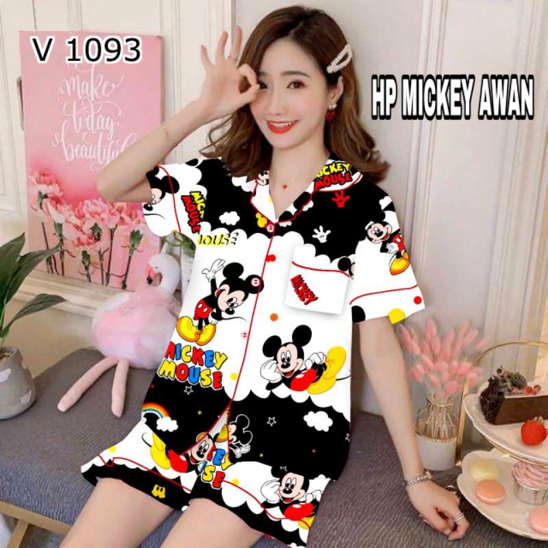 COD - Baju tidur wanita dewasa motif Mickey awan