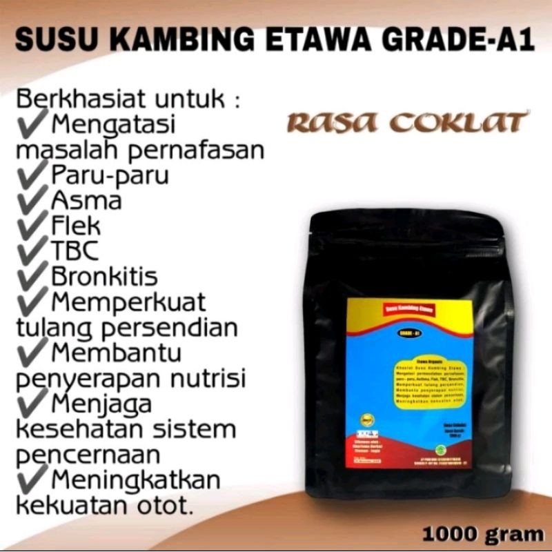 

SUSU KAMBING ETAWA GRADE-A1 RASA COKELAT 1KG/1000GR