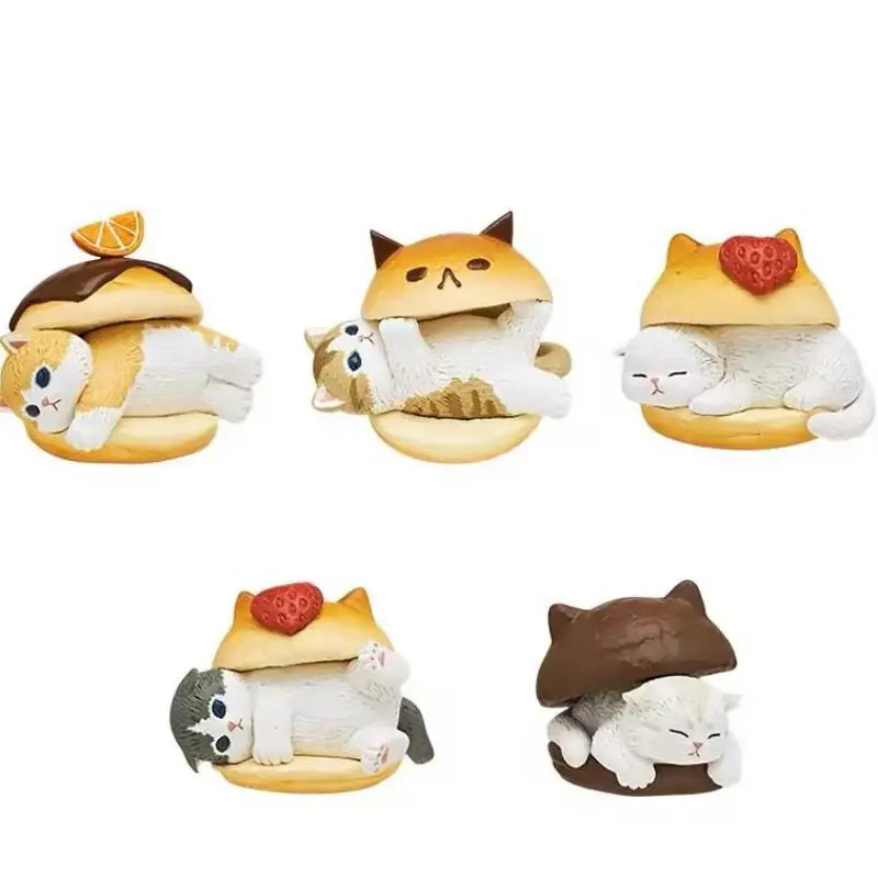Mofusand Cats Figures Maritozzo Cat Action Figure Gashapon Sandwich Bread Q Version Kawaii Gifts Mod