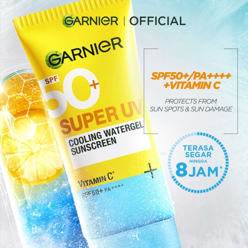 GARNIER Super UV Cooling Watergel Sunscreen SPF 50+ PA++++ Vitamin C Skincare - 30ml Sunscreen denga