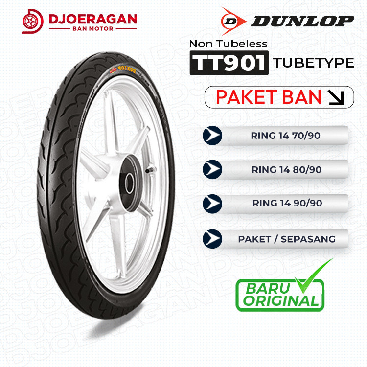 SEPASANG / SATUAN BAN LUAR MOTOR MATIC DUNLOP TT901 RING 14 70/90 80/90 90/90 DEPAN BELAKANG SEPASAN