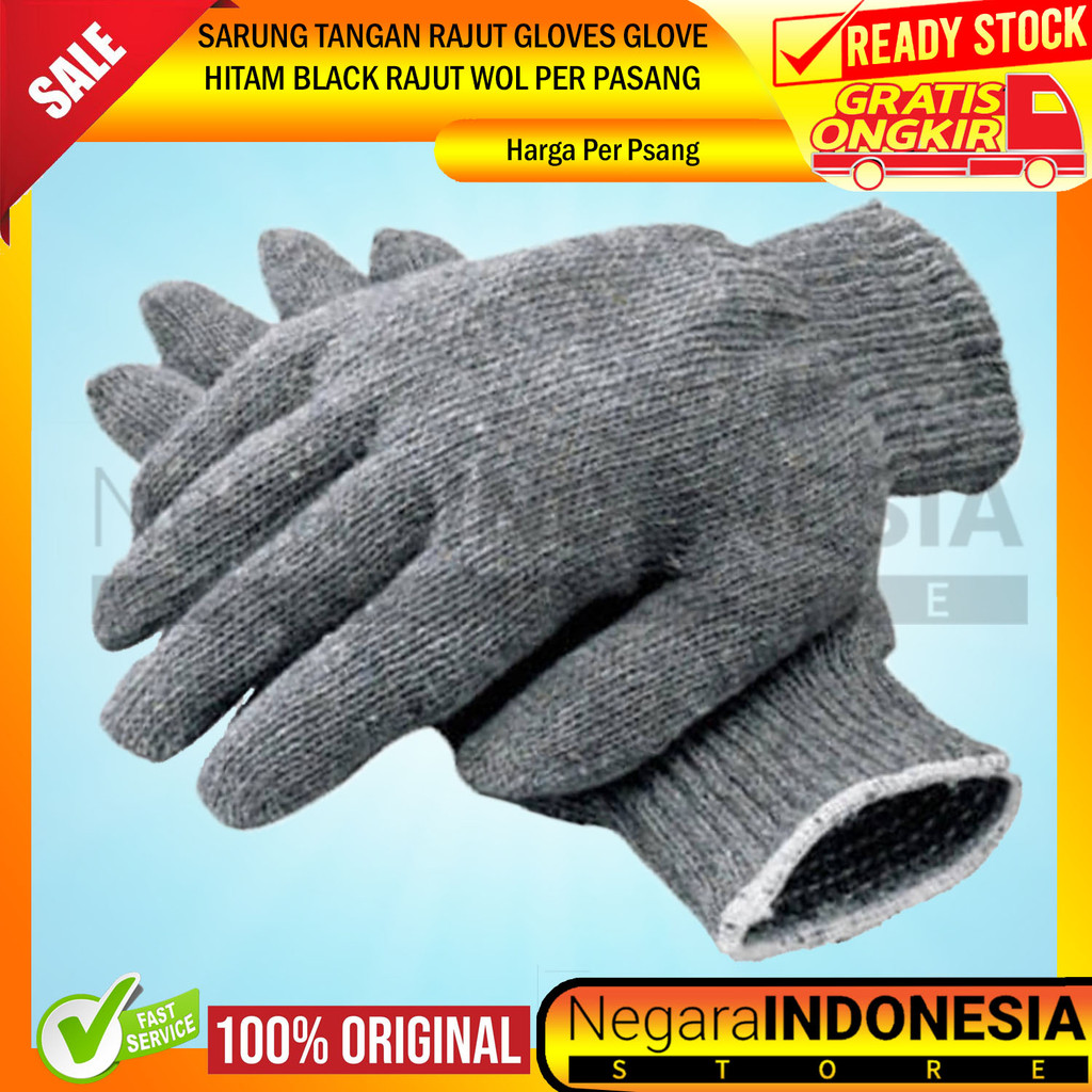 Sarung Tangan Rajut Warna Hitam Tukang Pelindung Black Jari Api Panas Dingin Radiasi Suhu Pabrik Fas