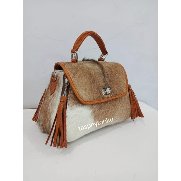 Tas Kulit Ular Piton Asli Wanita TAS TABUNG BULU MIX PITON
