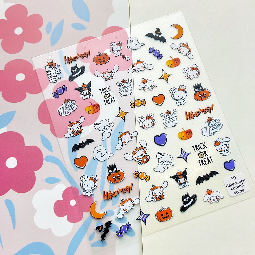 

1 sheet Cute ghost nail Halloween cartoon cute Kulomi big eared dog Melody hellokitty nail sticker