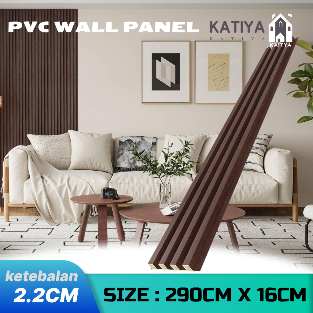 DE65T [2.9 meter x 16 cm] Wood Panel WPC / Wall Panel PVC / Kisi-Kisi Kayu / Panel Dinding Motif Kay