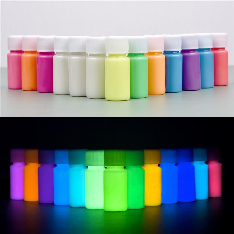 

20g Bottle Fluorescent Pigment Long-Lasting Luminous Paints Auto Glow Glow In Dark Acrylic Paints For Artwork Party Supplies
