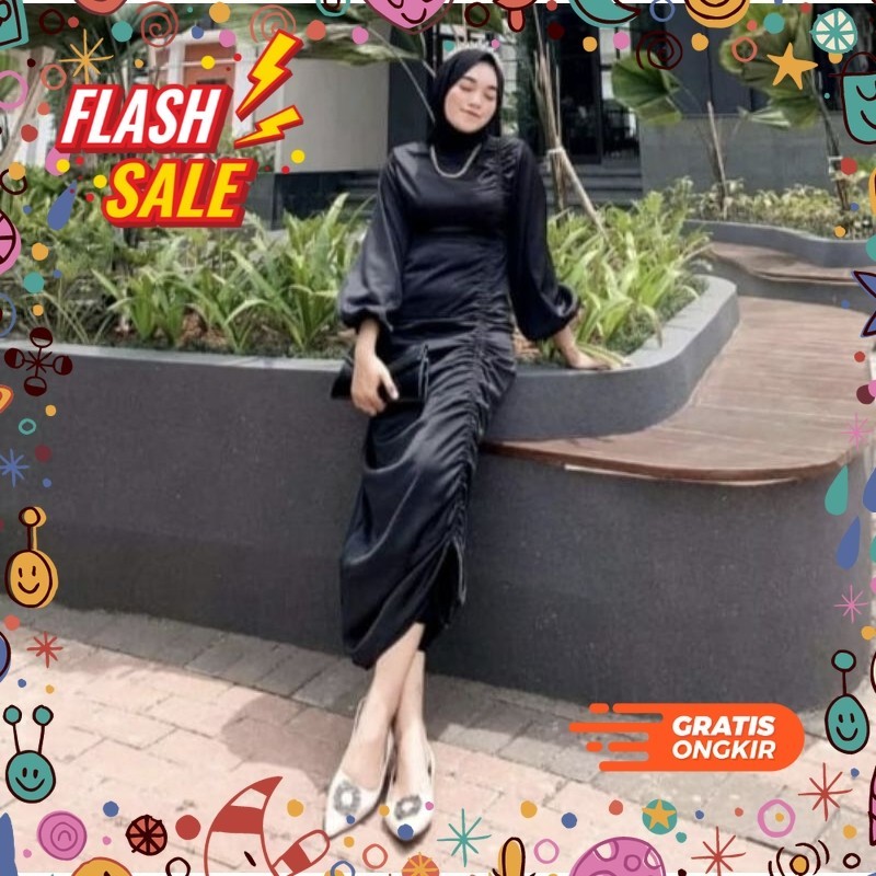 MEGASALE / Gamis terbaru wanita//GAMIS KONDANGAN adini satin silk premium// Gamis adini satin pemium