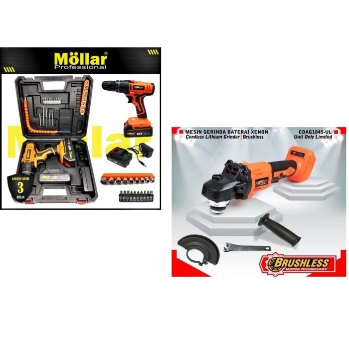 PAKET Bor dan Mesin Gerinda Cas Cordless Angle Grinder Xenon 18V PNP TERMURAH