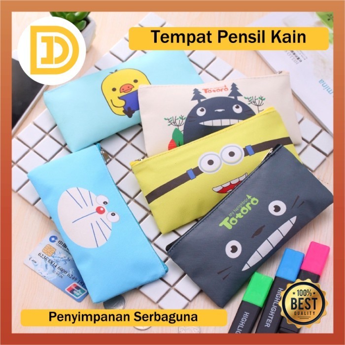 

Kotak Pensil Kain Kanvas Motif Kartun Lucu Tempat Simpan Pulpen Koin Kartu Serbaguna