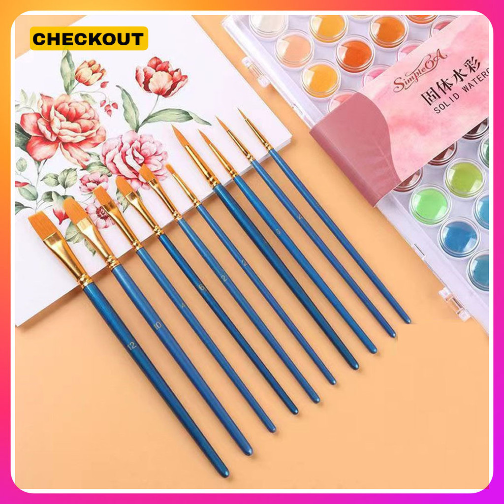 

ALINEA - PAINT BRUSH 1SET ISI 10 / KUAS LUKIS ISI 10PCS / 1SET KUAS LUKIS BERBEDA BENTUK