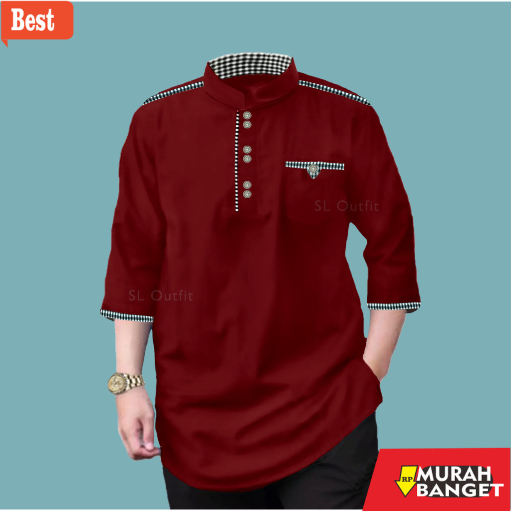 Baju muslim lengan panjang- Baju Koko Kurta Pria Muslim Atasan Baju Pria Dewasa Kurta Tojiro Lengan 