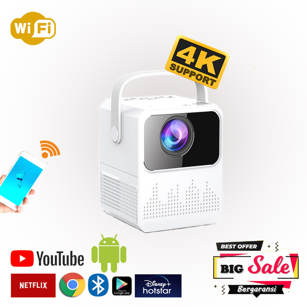 Proyektor Mini 8000 Lumen Android Support 4K Projector mini android