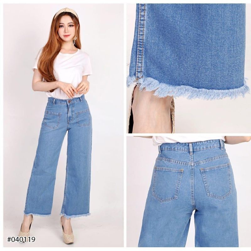 4 Warna [BISA COD] Celana Boyfriend Kulot Sabrina Rumbai Jeans Wanita Non Stretch jins ukuran besar 