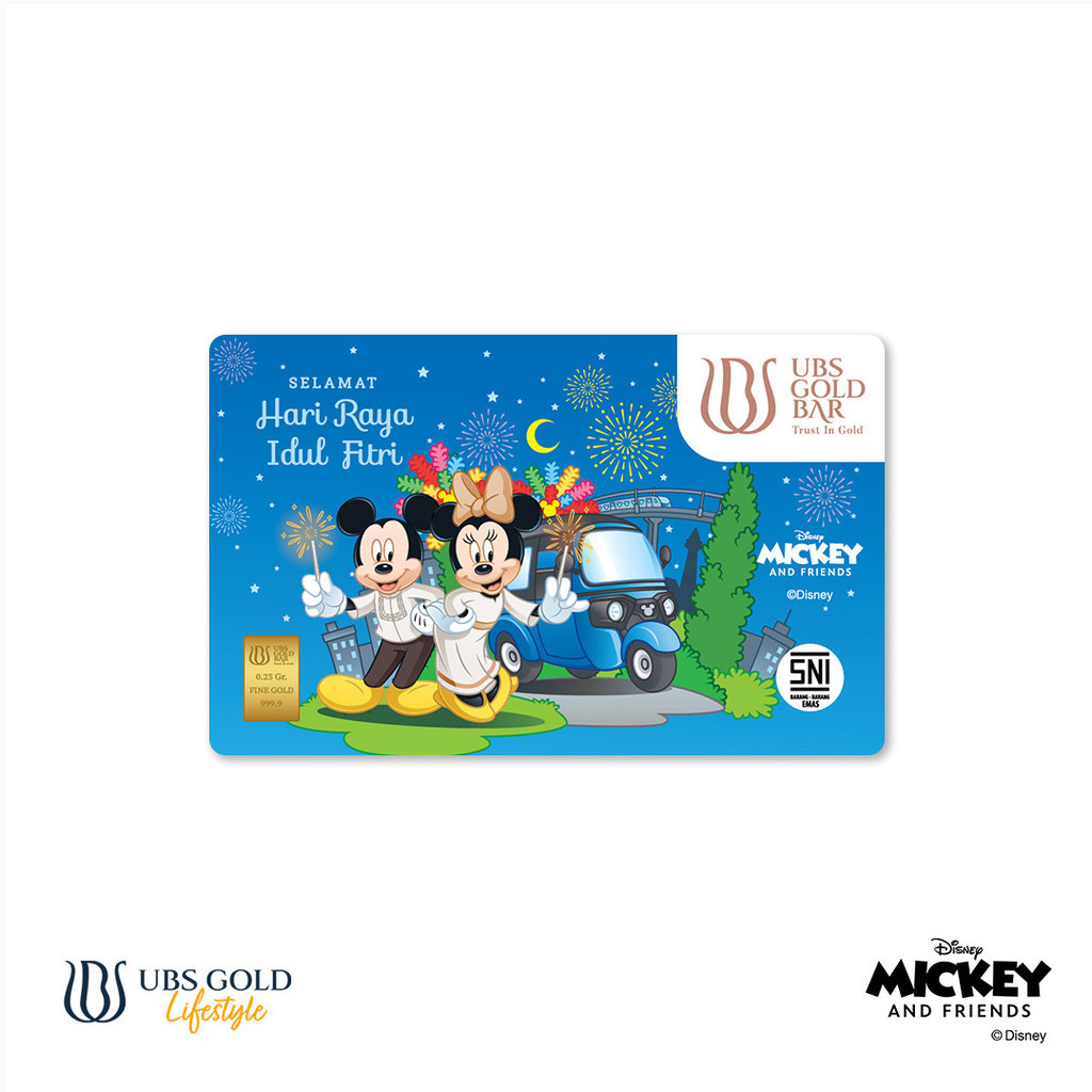 UBS Gold Logam Mulia Disney Mickey Minnie Mouse Idul Fitri (c) 0.25 Gr