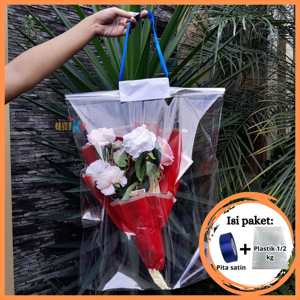 

Set 500 gram Plastik OPP Buket Bunga + Pita Roll 3/4 Inch (2 cm) Perlengkapan Wrapping Florist Kado Wisuda Gift Anniversary