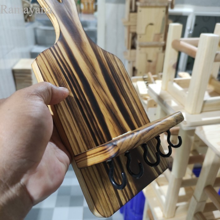 

Tempat Gantungan Kunci TALENAN / Rak kayu Serbaguna / Key Holder - talenan bakaran murah