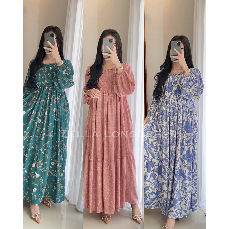 Gamis Dress Lebaran Murah Premium Kekinian / Long Dress || zella Long Dress by Azellea || gamis jumb