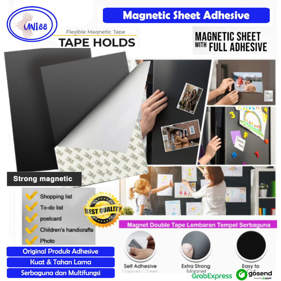 Magnet Lembaran Tape 3m Kotak Magnetic Sheet Lembar Persegi Double Tape Flexibel Magnet Photo Lembar