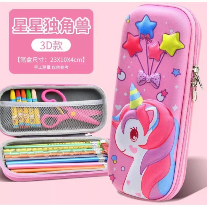 

Andma Tempat Pensil Unicorn Kotak Pencil Case Cewek Alat Tulis Timbul Pink - HEAD