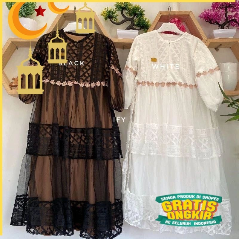 Gamis Dewani Pesta Anak perempuan Bahan Brukat Tile kekinian Ukuran S/M/L/XL Umur 3-17 Tahun Terlari
