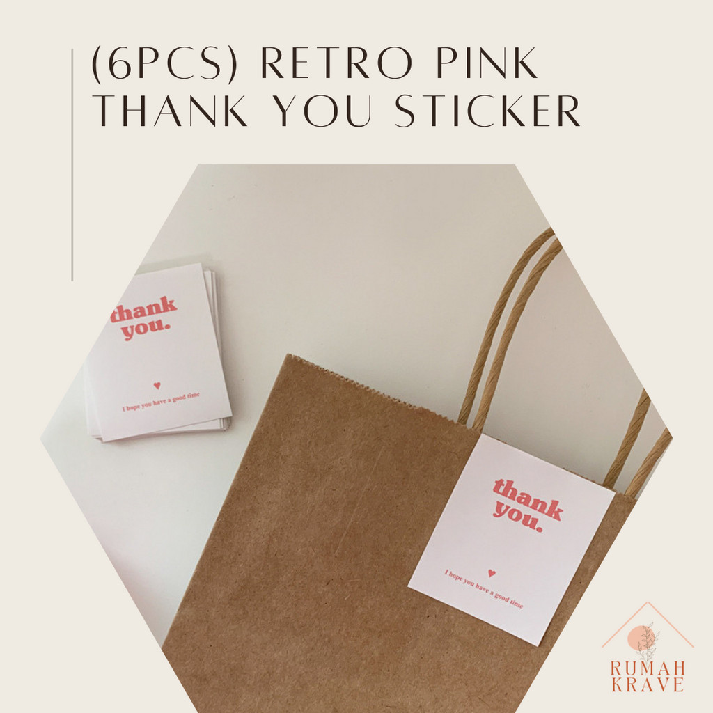 

RUMAH KRAVE - (6pcs) Retro Pink Thank You Sticker