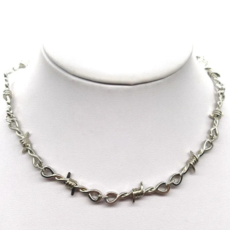 Small Wire Brambles Iron Unisex Choker Necklace Women Hip-hop Gothic Punk Barbed Wire Little Thorns 